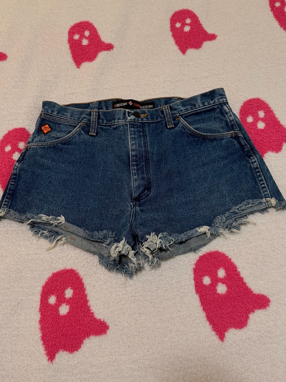Women’s Wrangler Flame Resistant Dark Blue Denim Cutoff Shorts - Size 32 x 34